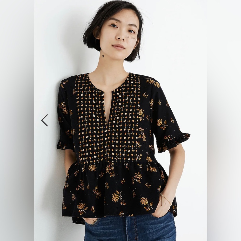 Madewell corduroy acorn foulard top